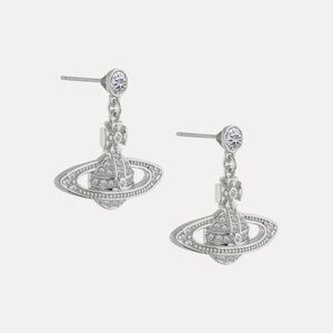 Vivienne Westwood Mini Bas Relief Drop Earrings in PLATINUM-CRYSTAL-Crystal